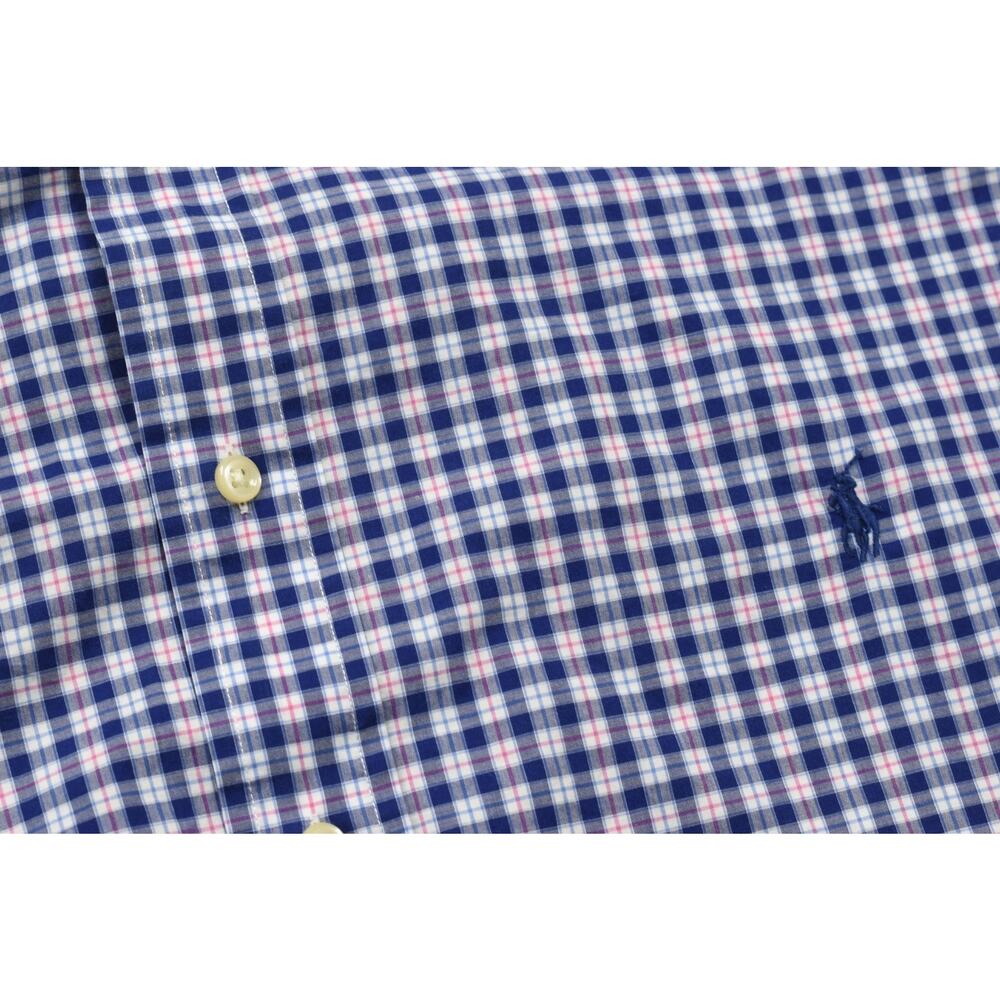 Ralph Lauren Shirt Men 2XB Blue Gingham Plaid 100% Cotton Stretch Long Sleeve - Picture 6 of 8